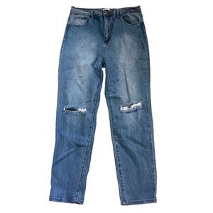 Vibe & Rant Jr. Sz 13 (W31) Straight High-Rise Blue Jeans Distressed Ripped 57T